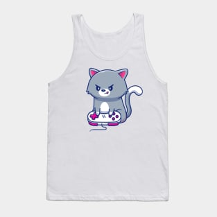 Angry Cat Gaming Cartoon Tank Top